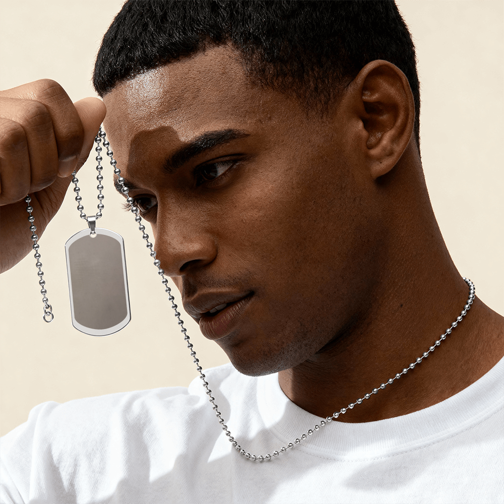 Engraved Dog Tag Necklace for Son – Personalised Gift from Mum and Dad