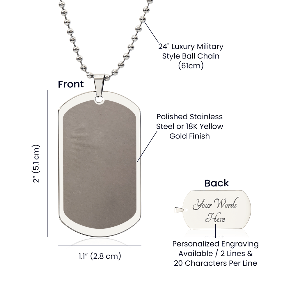 Engraved Dog Tag Necklace for Son – Personalised Gift from Mum and Dad