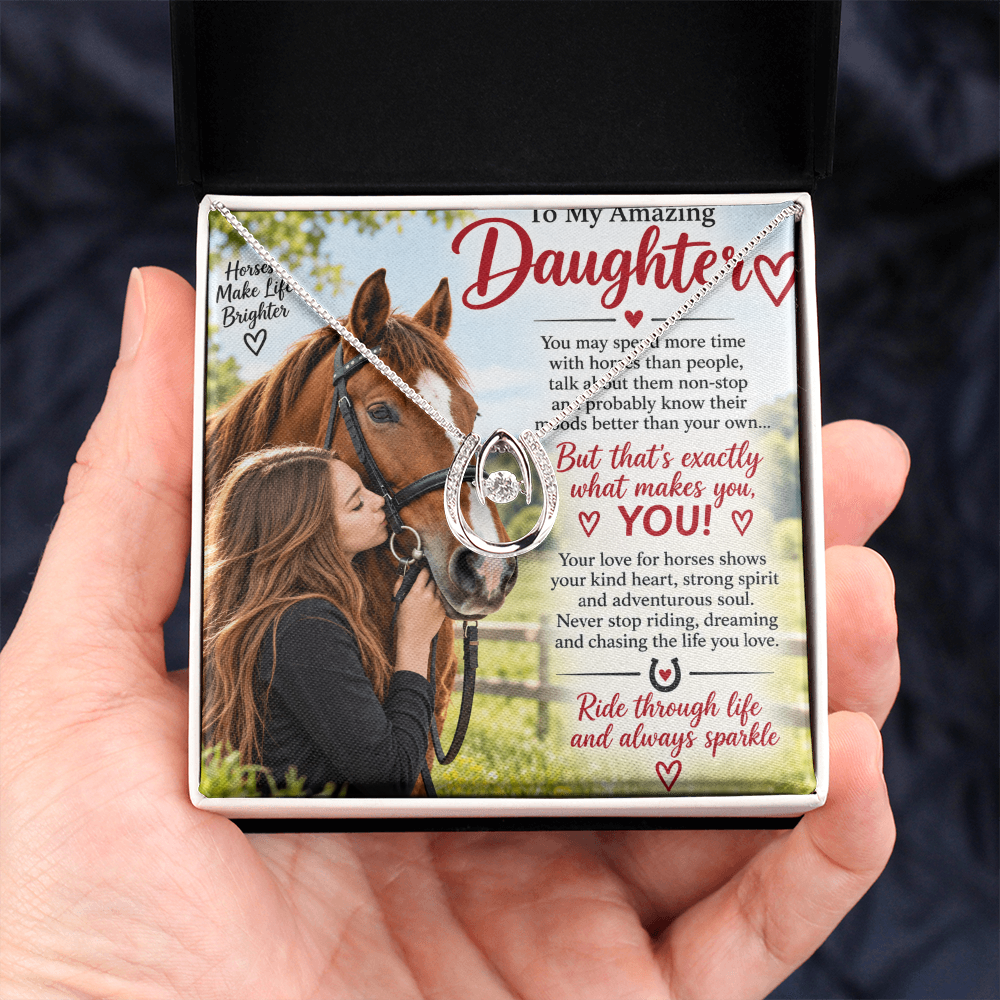 Horse Riding Daughter Lucky In Love Necklace – Romantic Equestrian Gift