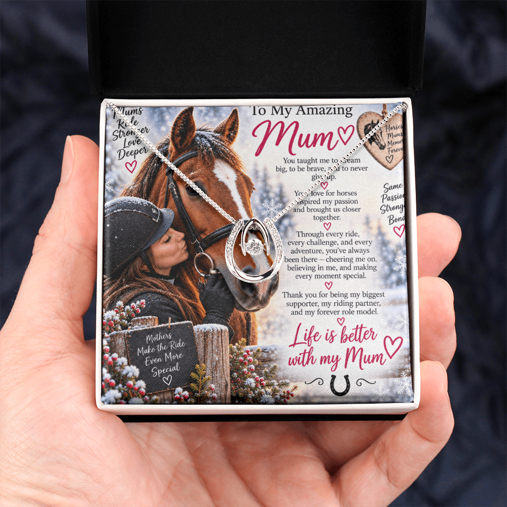 Mom Horse Riding Lucky In Love Necklace – Equestrian Gift for Mum