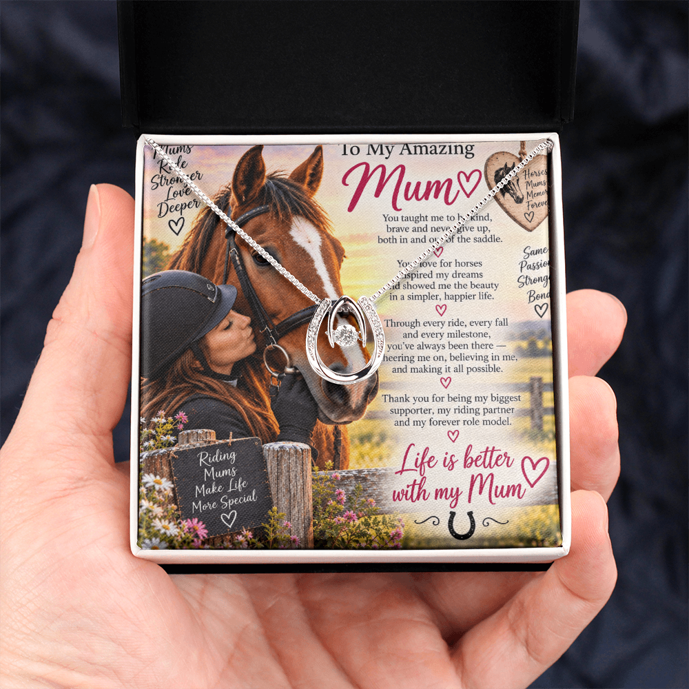 Mom Horse Riding Lucky In Love Necklace – Equestrian Gift for Mum