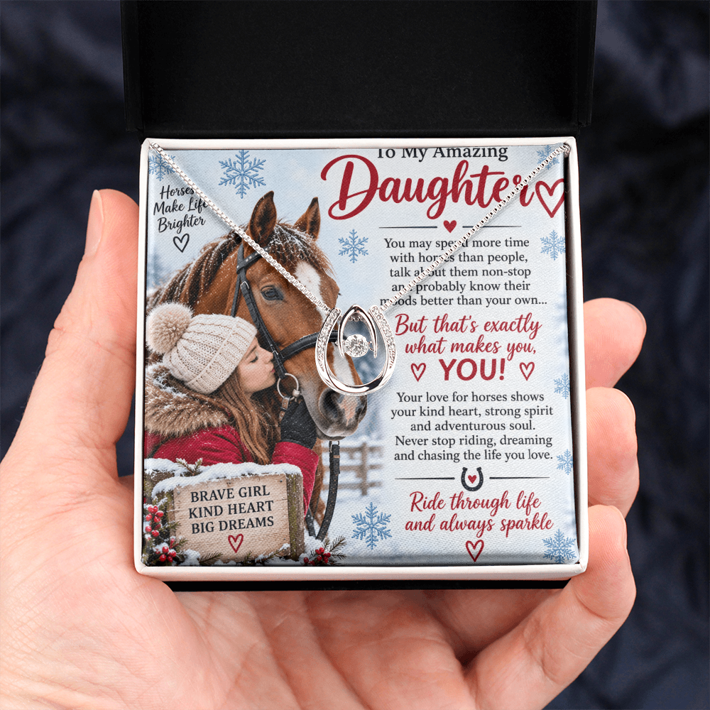 Horse Riding Daughter Lucky In Love Necklace – Romantic Equestrian Gift