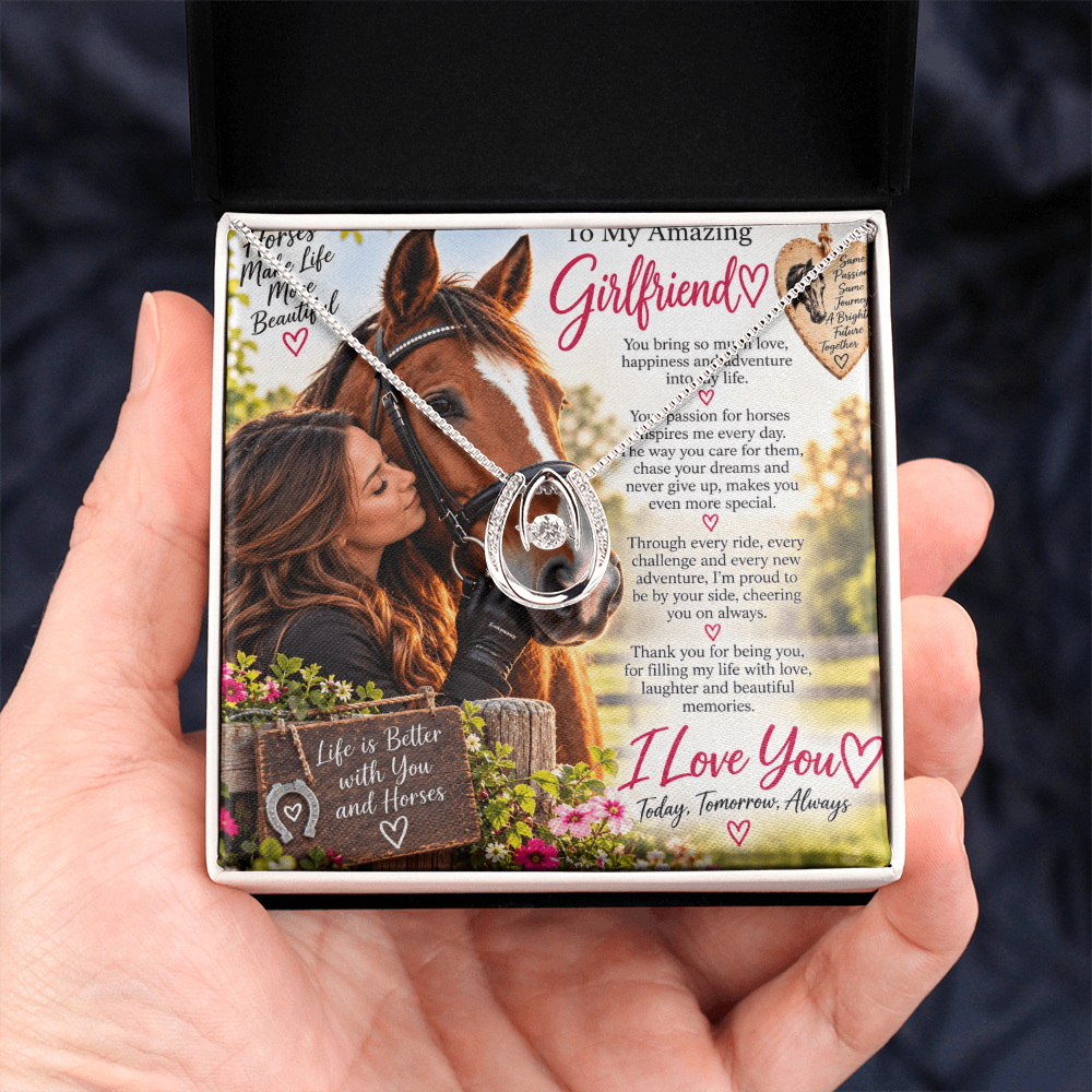 Lucky In Love Horse Riding Necklace for Girlfriend – Romantic Equestrian Gift