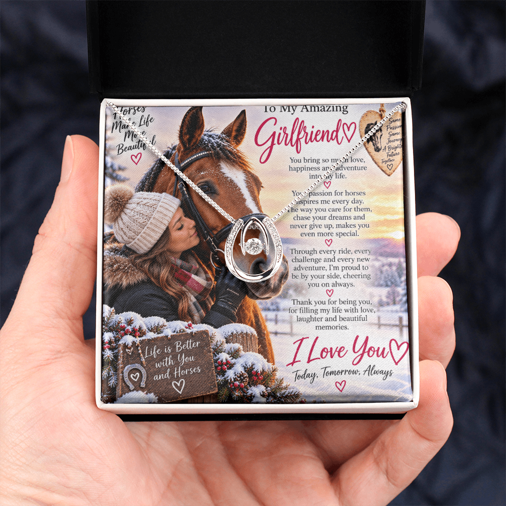 Lucky In Love Horse Riding Necklace for Girlfriend – Romantic Equestrian Gift