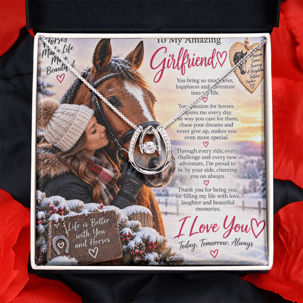 Lucky In Love Horse Riding Necklace for Girlfriend – Romantic Equestrian Gift