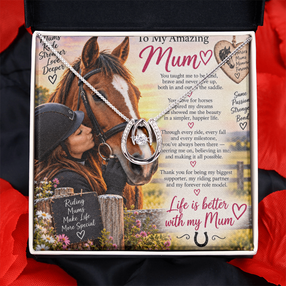 Mom Horse Riding Lucky In Love Necklace – Equestrian Gift for Mum