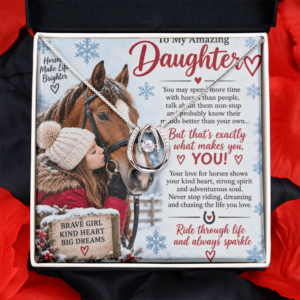 Horse Riding Daughter Lucky In Love Necklace – Romantic Equestrian Gift