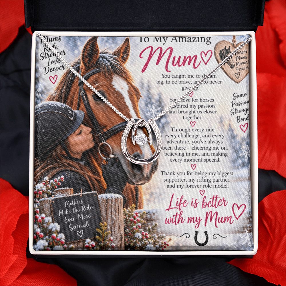 Mom Horse Riding Lucky In Love Necklace – Equestrian Gift for Mum