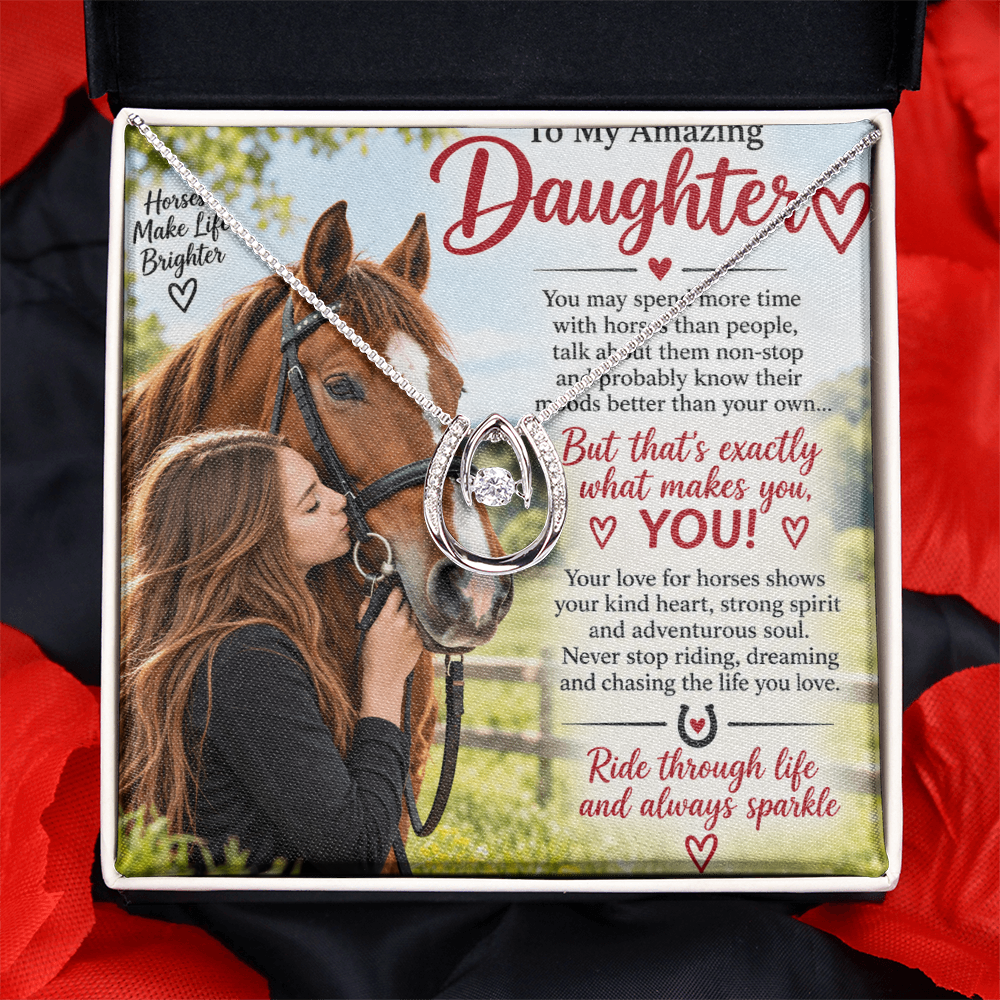Horse Riding Daughter Lucky In Love Necklace – Romantic Equestrian Gift