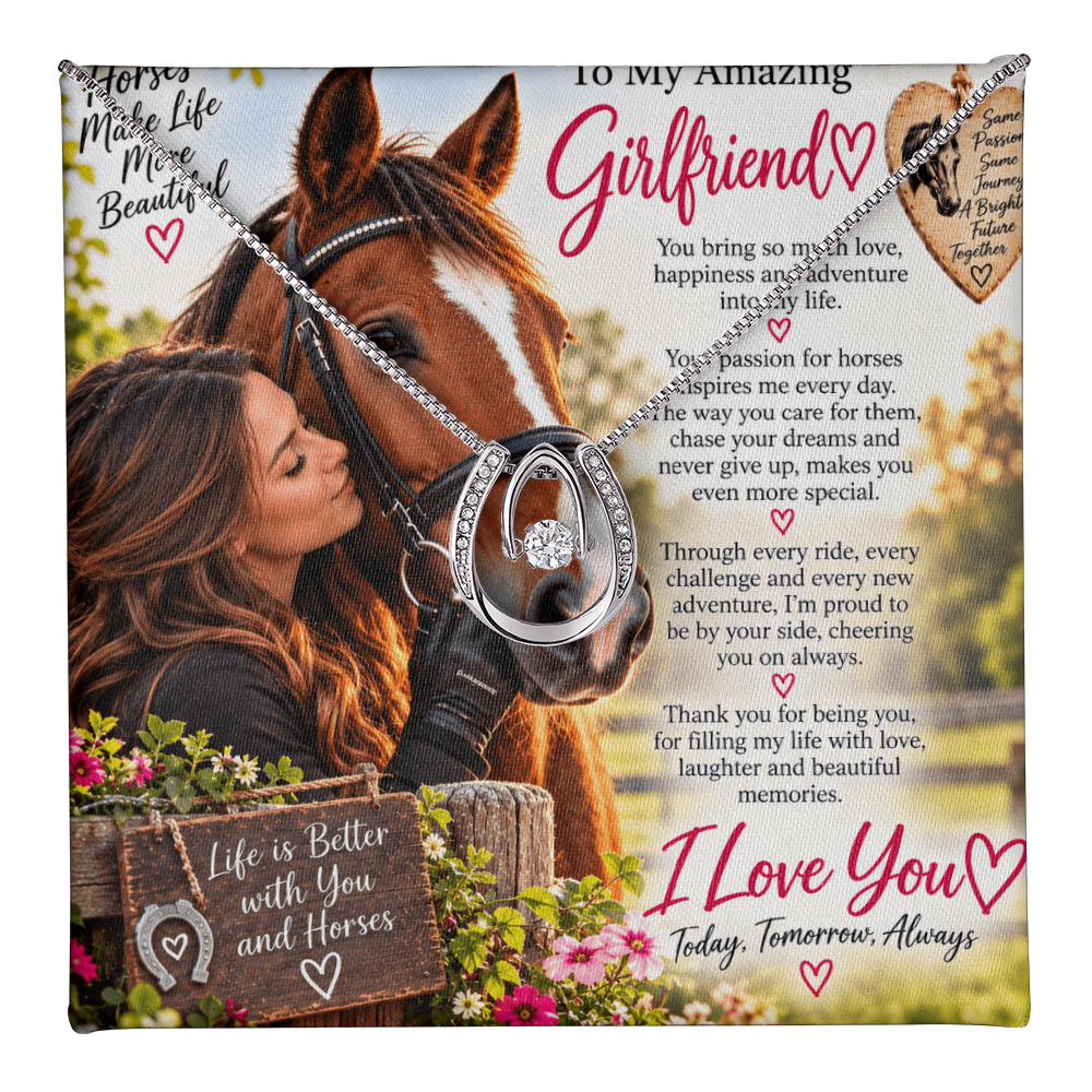 Lucky In Love Horse Riding Necklace for Girlfriend – Romantic Equestrian Gift
