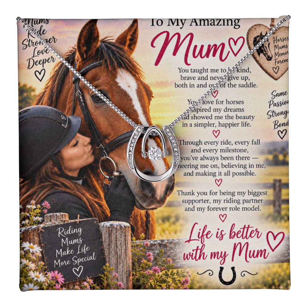 Mom Horse Riding Lucky In Love Necklace – Equestrian Gift for Mum