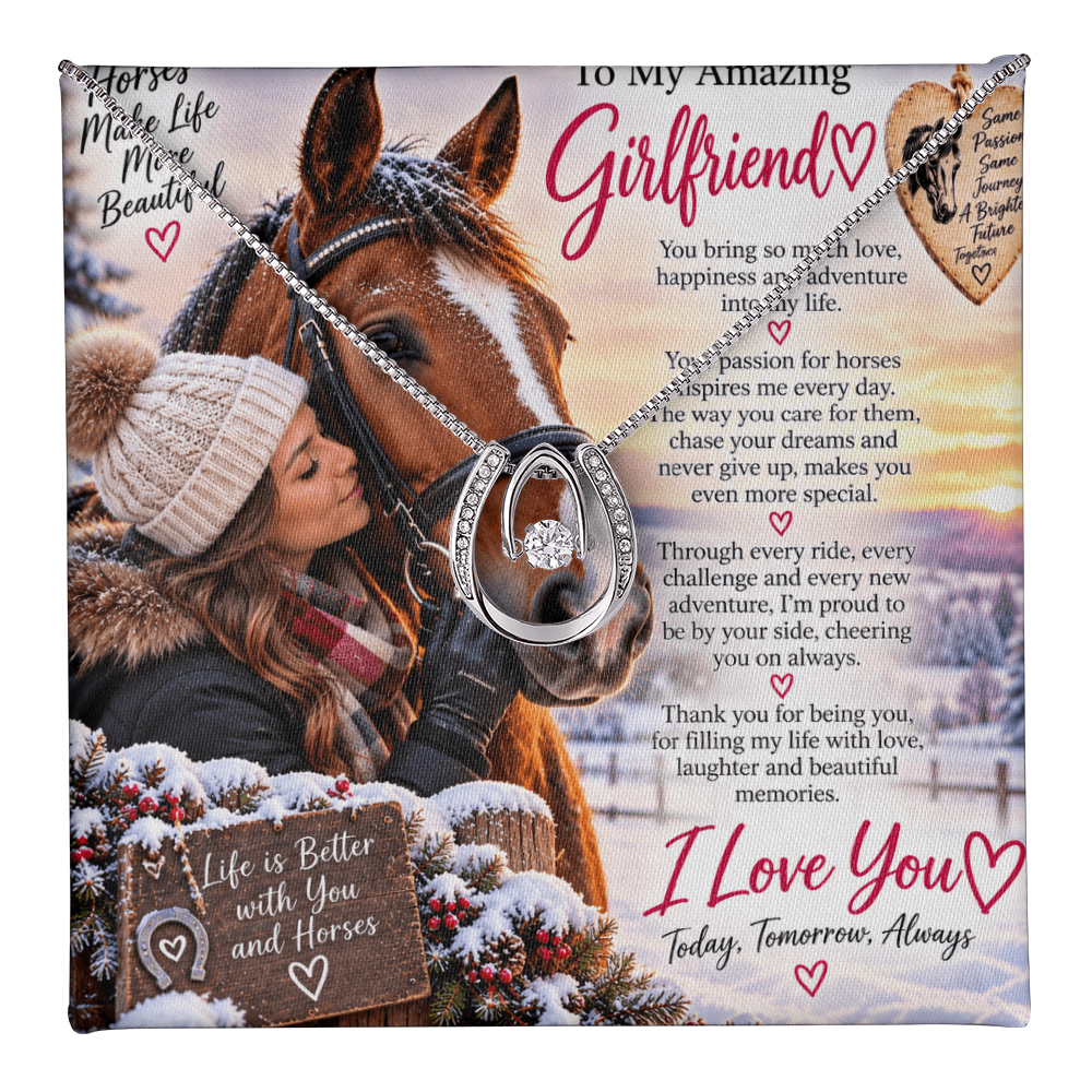 Lucky In Love Horse Riding Necklace for Girlfriend – Romantic Equestrian Gift