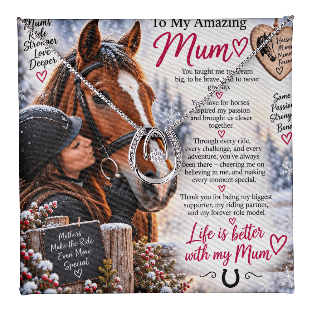 Mom Horse Riding Lucky In Love Necklace – Equestrian Gift for Mum