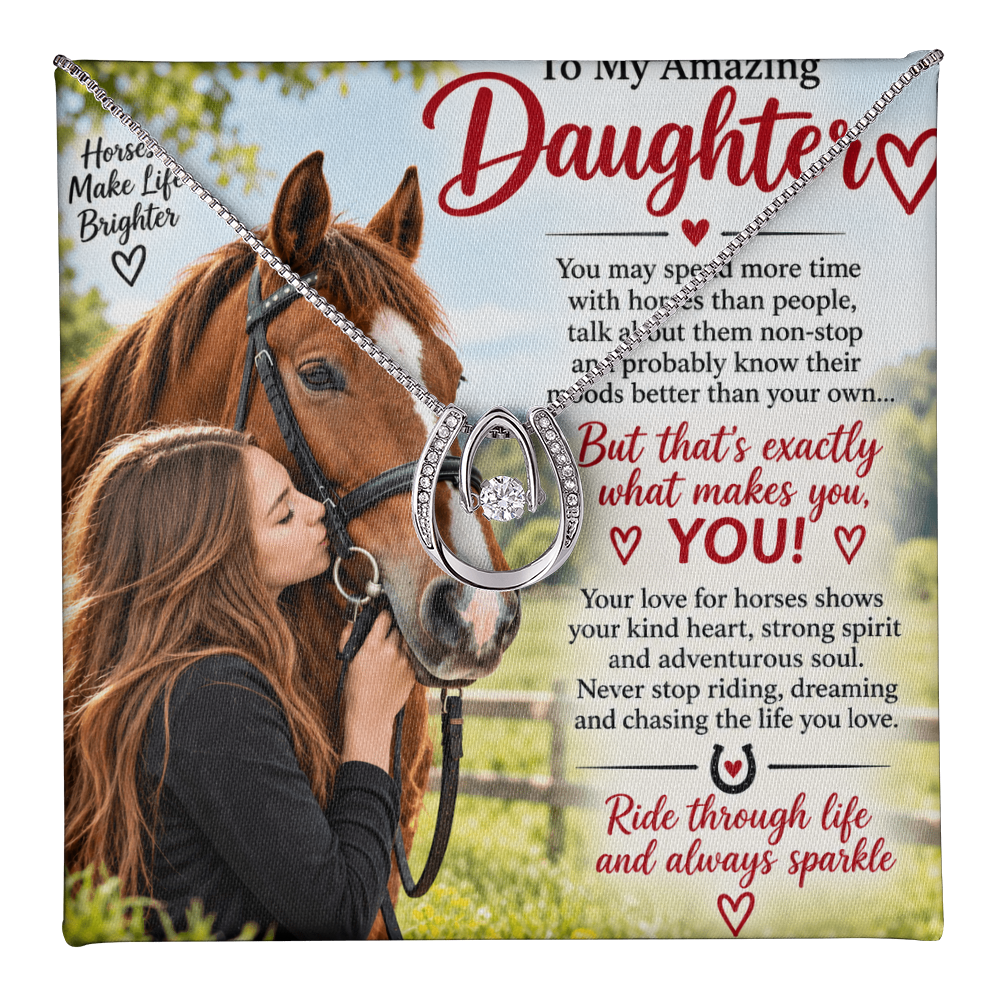 Horse Riding Daughter Lucky In Love Necklace – Romantic Equestrian Gift