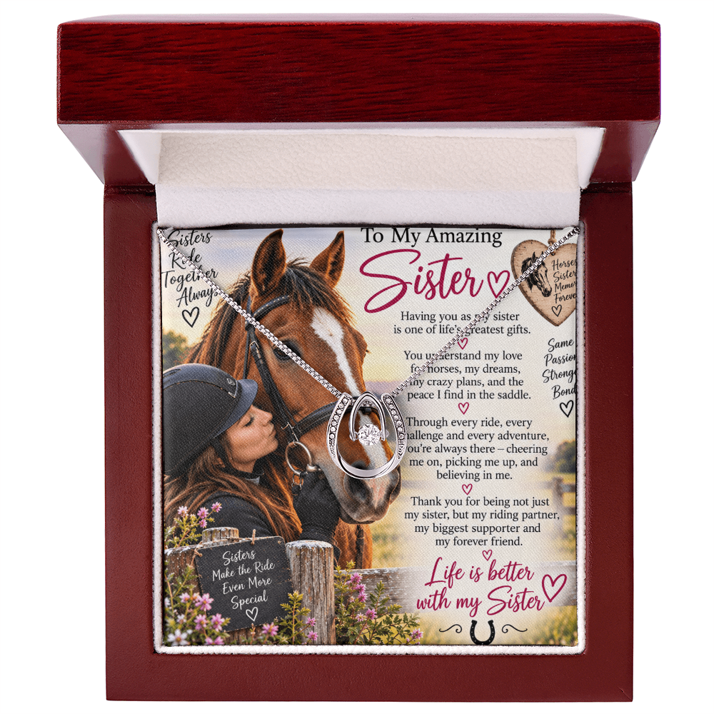 Sister Horse Riding Lucky In Love Necklace – Equestrian Gift for Her