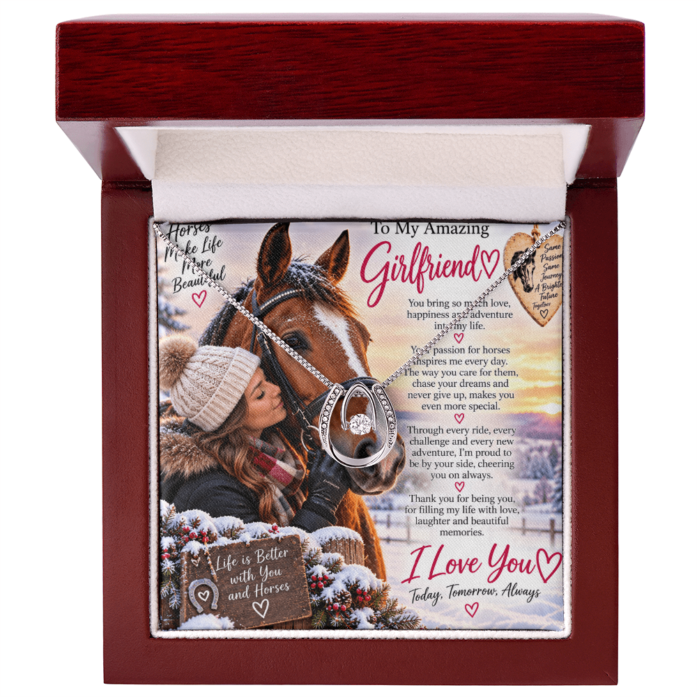 Lucky In Love Horse Riding Necklace for Girlfriend – Romantic Equestrian Gift