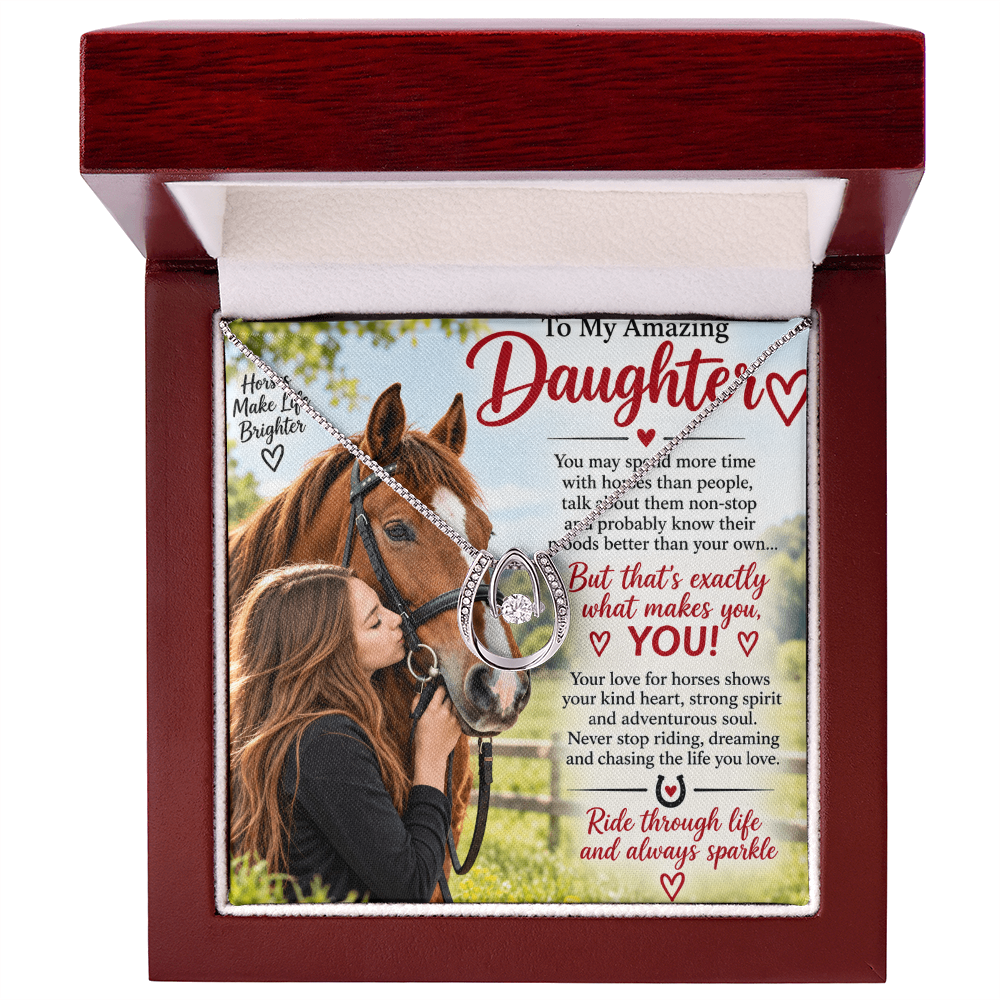 Horse Riding Daughter Lucky In Love Necklace – Romantic Equestrian Gift