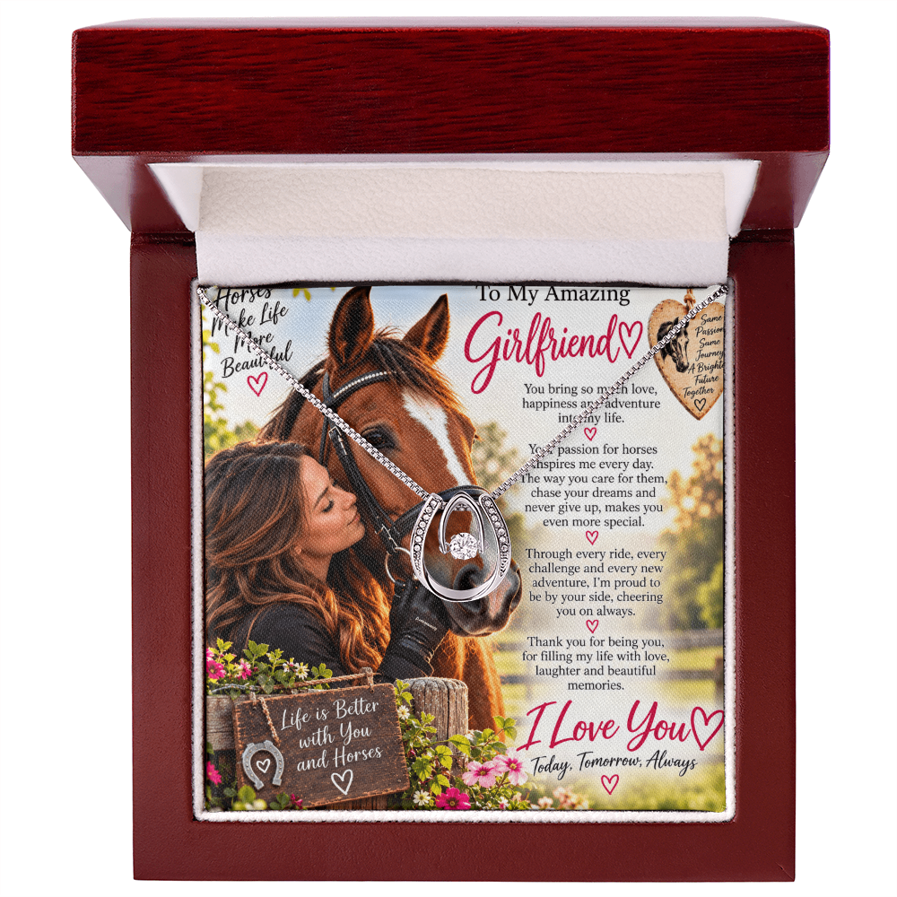 Lucky In Love Horse Riding Necklace for Girlfriend – Romantic Equestrian Gift