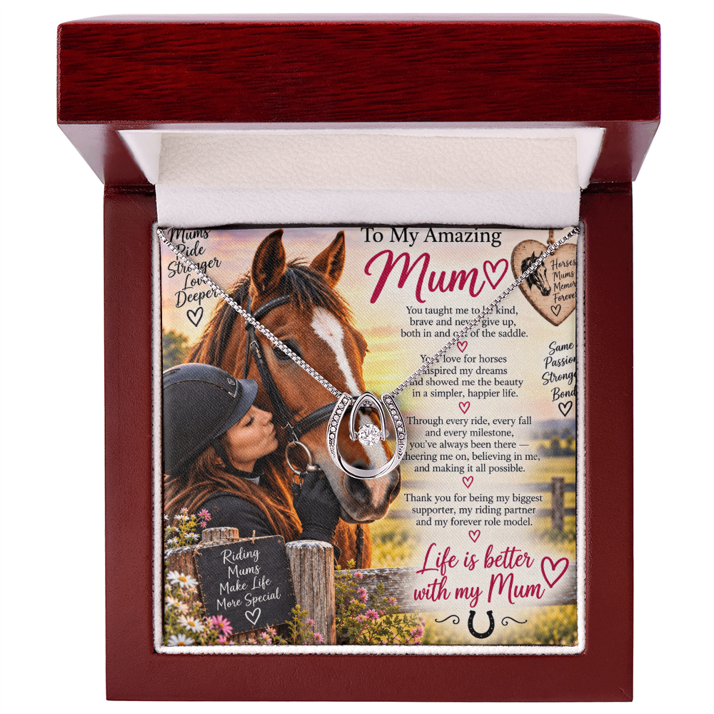 Mom Horse Riding Lucky In Love Necklace – Equestrian Gift for Mum