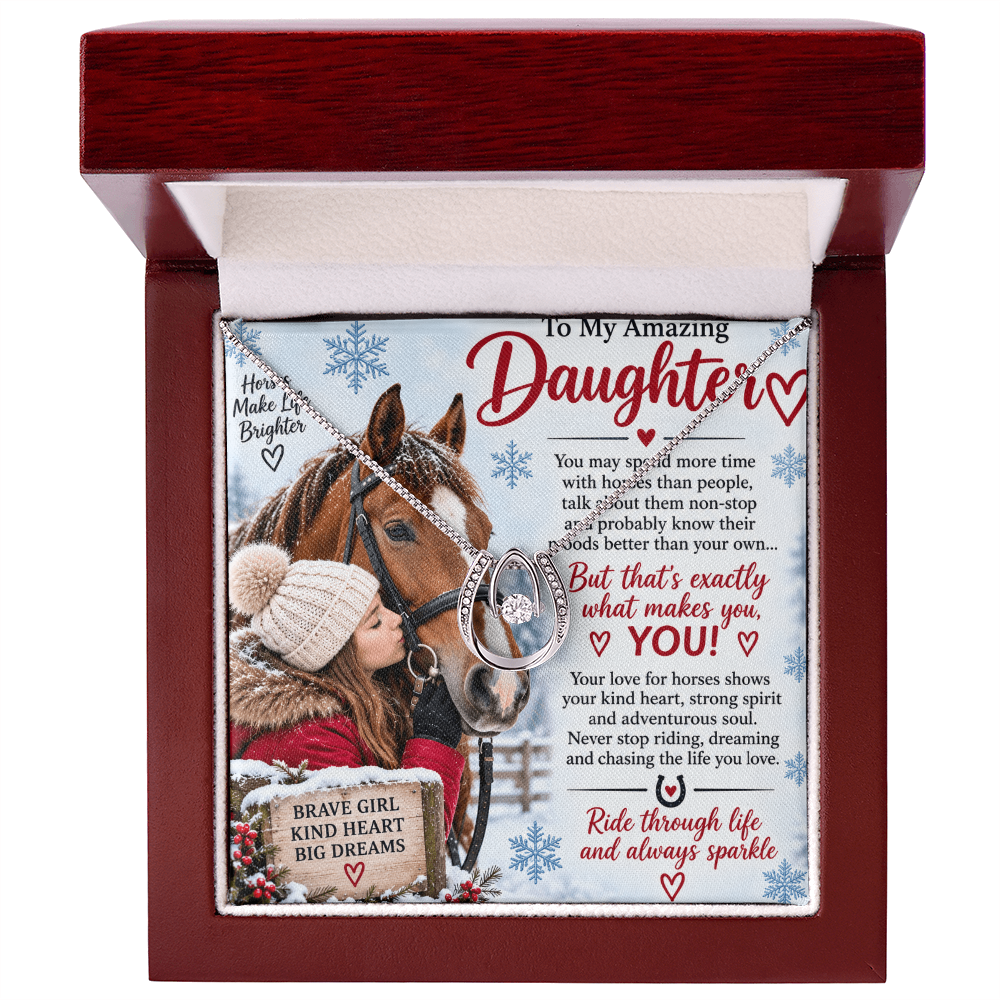 Horse Riding Daughter Lucky In Love Necklace – Romantic Equestrian Gift