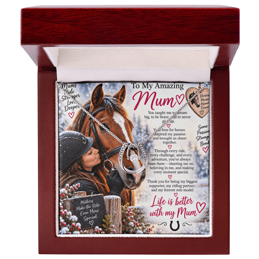 Mom Horse Riding Lucky In Love Necklace – Equestrian Gift for Mum