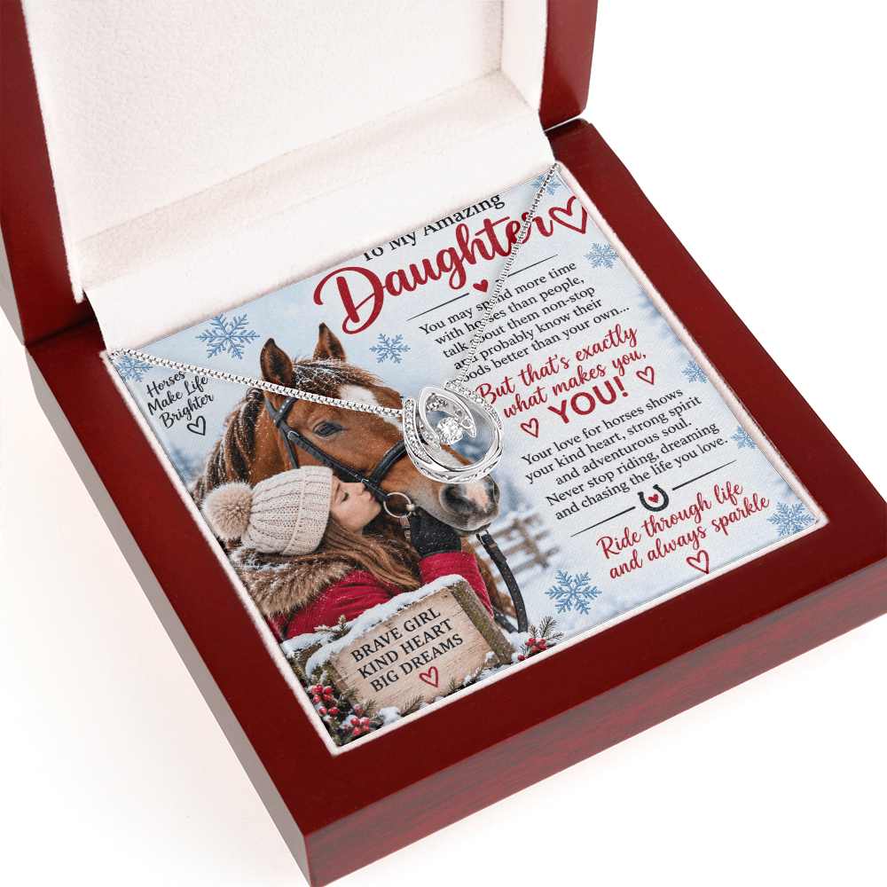 Horse Riding Daughter Lucky In Love Necklace – Romantic Equestrian Gift