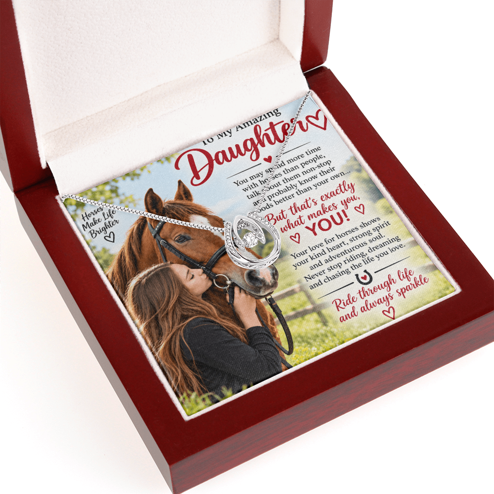 Horse Riding Daughter Lucky In Love Necklace – Romantic Equestrian Gift