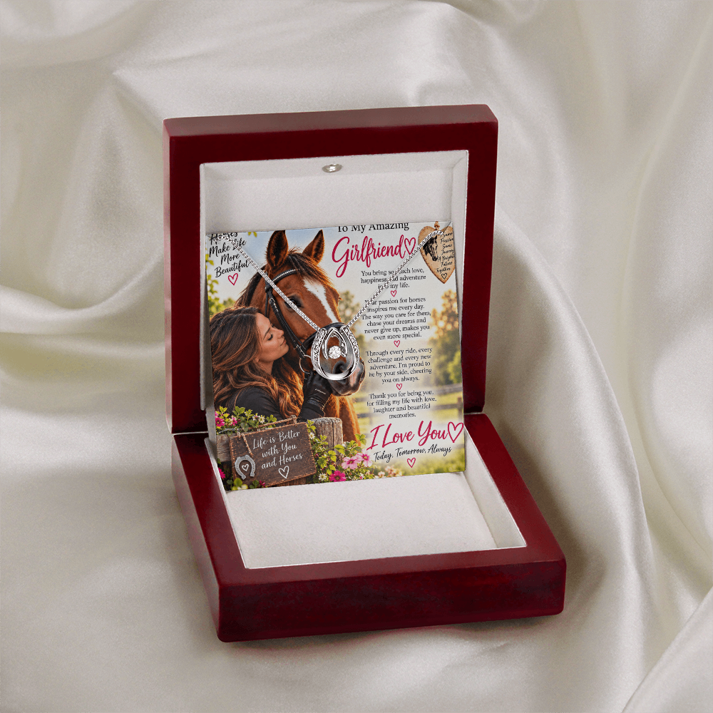 Lucky In Love Horse Riding Necklace for Girlfriend – Romantic Equestrian Gift