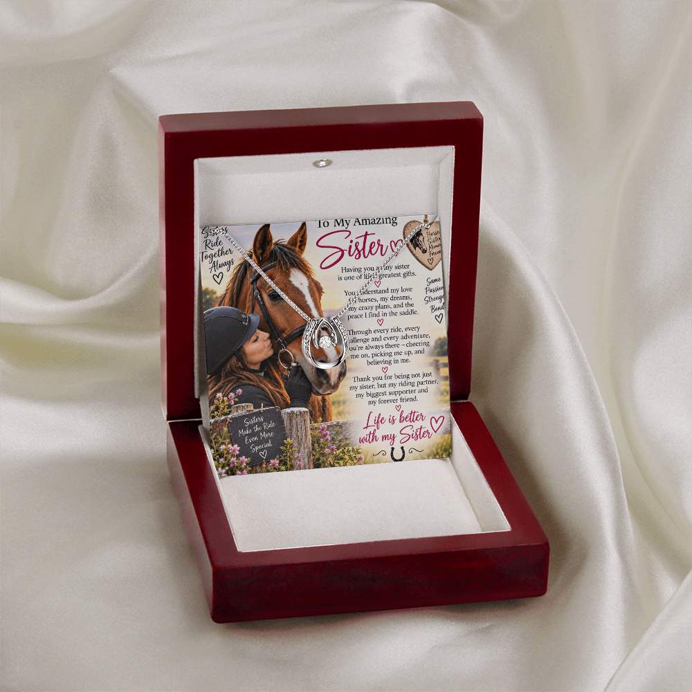 Sister Horse Riding Lucky In Love Necklace – Equestrian Gift for Her