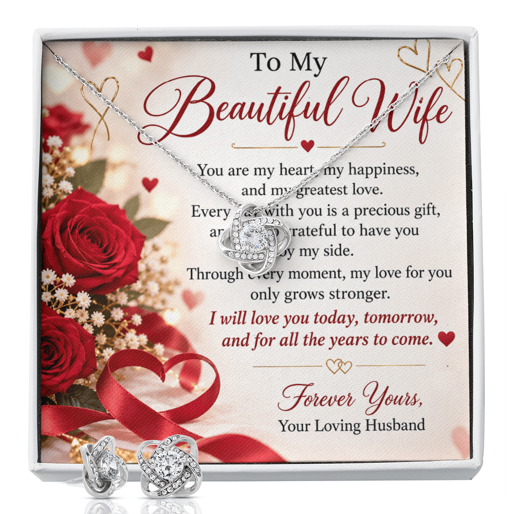 SEO Heading Wife Gift Love Knot Necklace & Earring Set – Romantic Jewellery Gift for Her