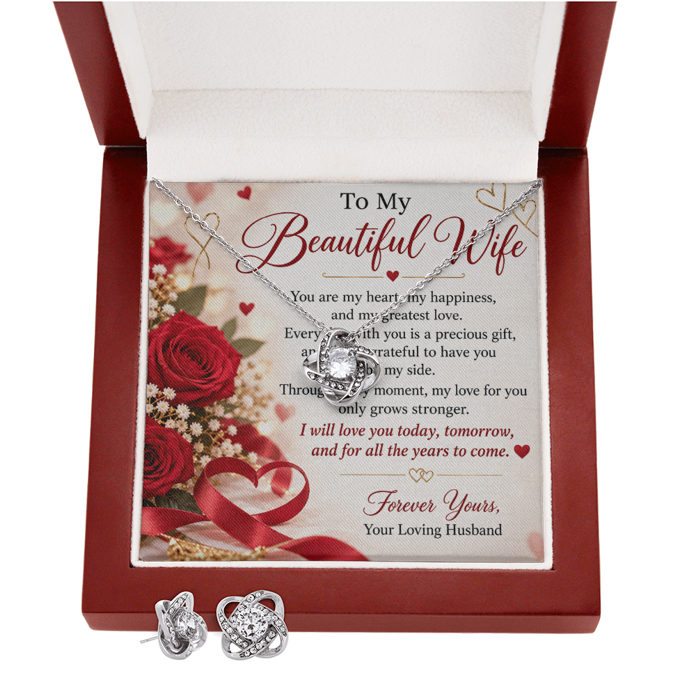 SEO Heading Wife Gift Love Knot Necklace & Earring Set – Romantic Jewellery Gift for Her