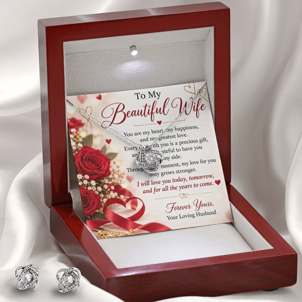 SEO Heading Wife Gift Love Knot Necklace & Earring Set – Romantic Jewellery Gift for Her