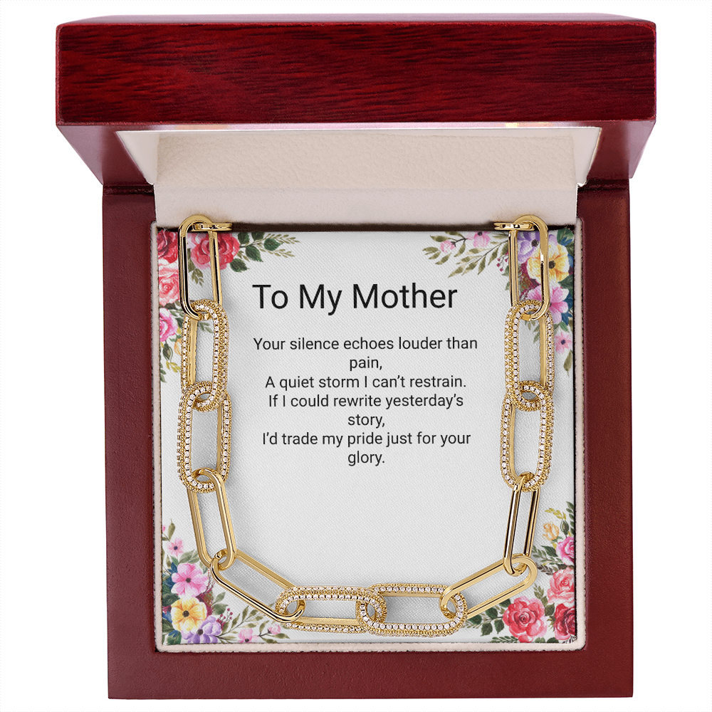 Gift for Mom – CZ Paperclip Forever Linked Necklace with Embellished Chain