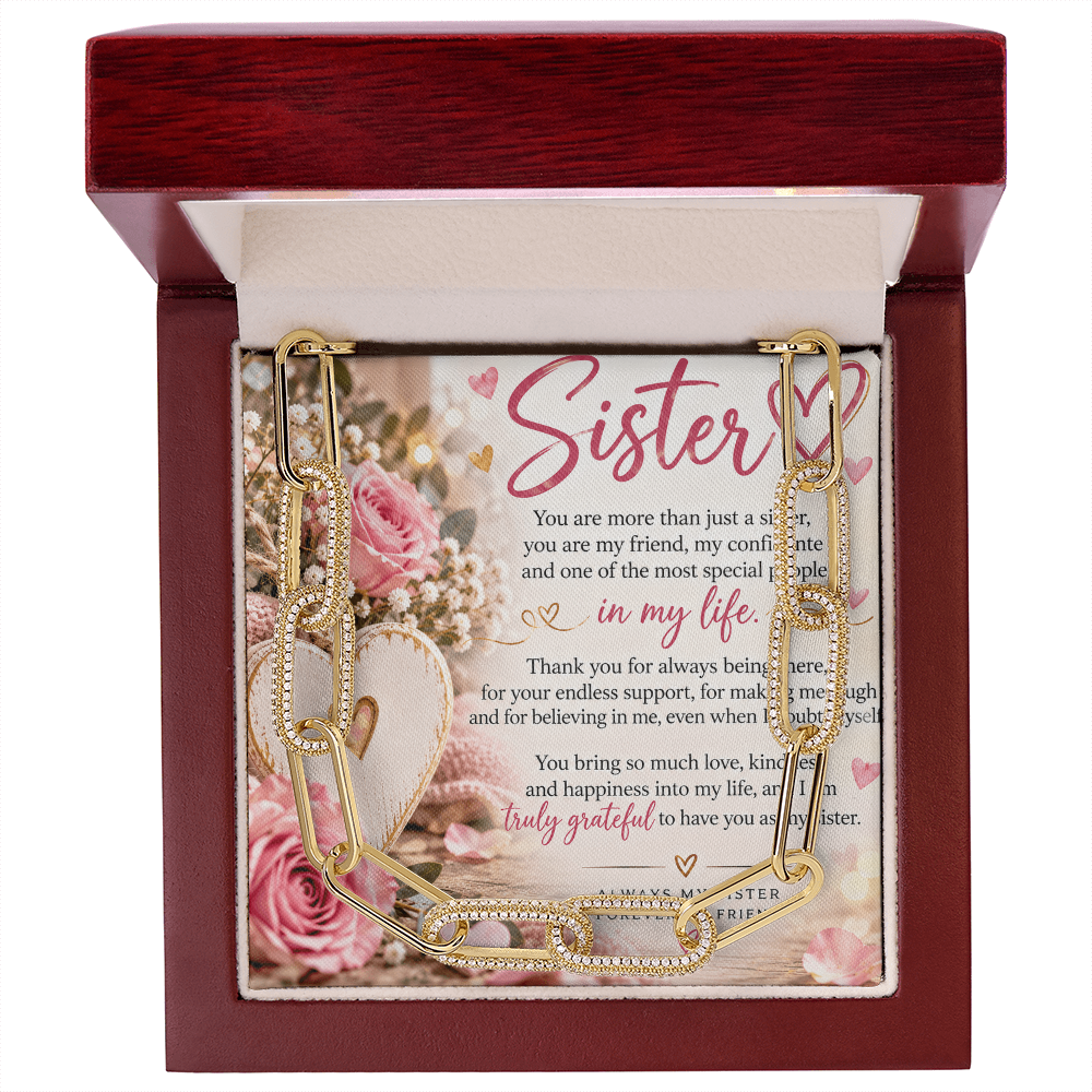 CZ Paperclip Chain Necklace for Sister – Forever Linked Gift