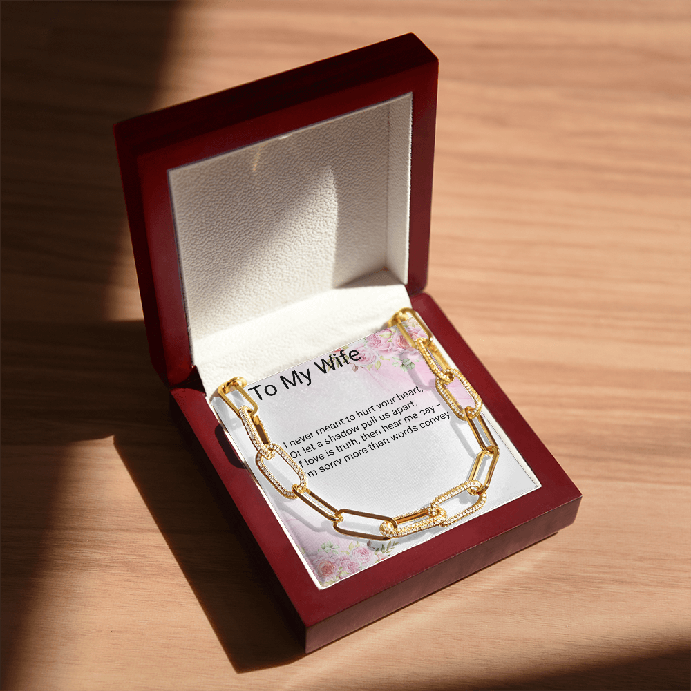 I'm Sorry Gift for Wife – CZ Paperclip Forever Linked Necklace with Embellished Chain