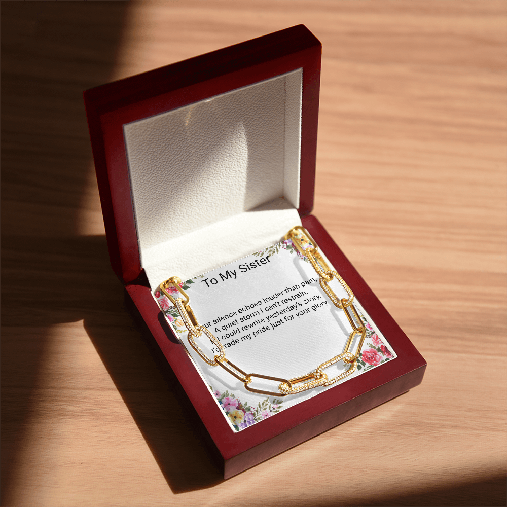 Gift for Sister – CZ Paperclip Forever Linked Necklace with Embellished Chain