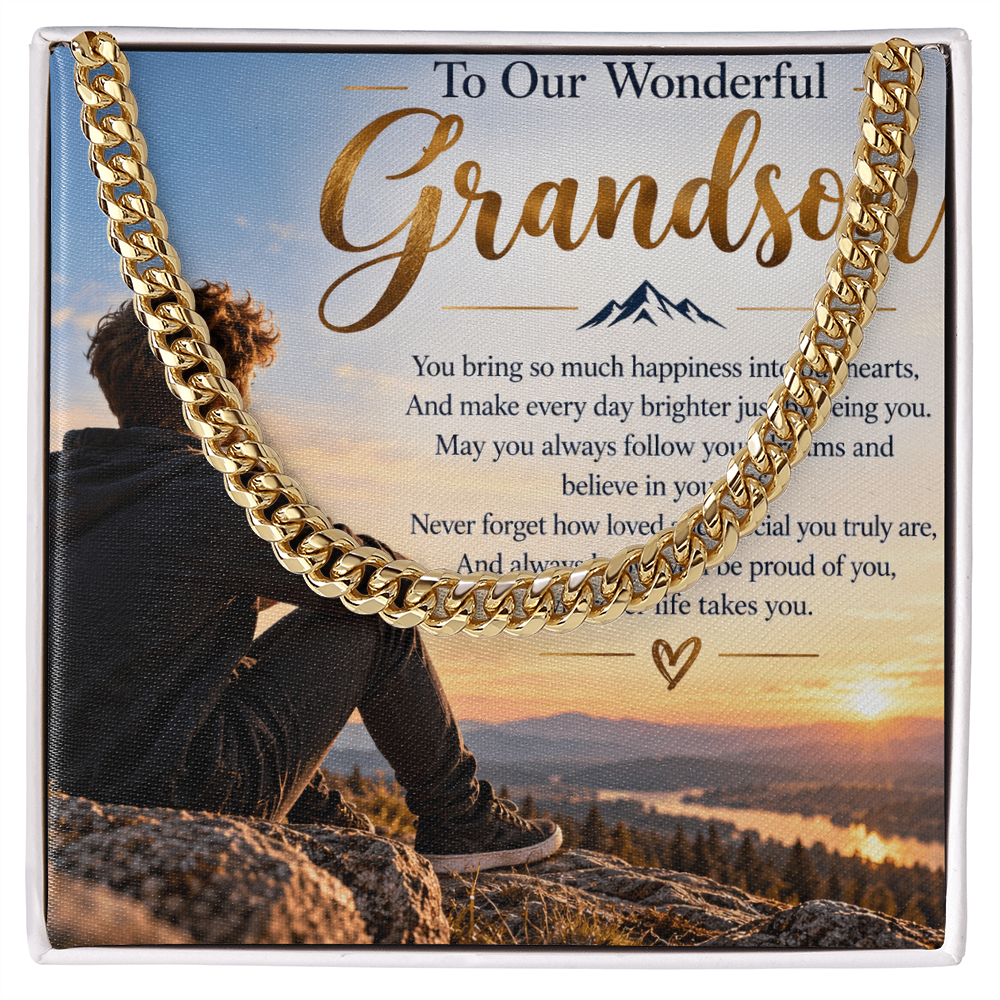 Grandson Gift Cuban Link Chain – Stylish Personalised Necklace for Him