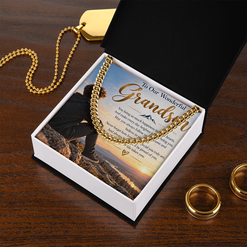 Grandson Gift Cuban Link Chain – Stylish Personalised Necklace for Him