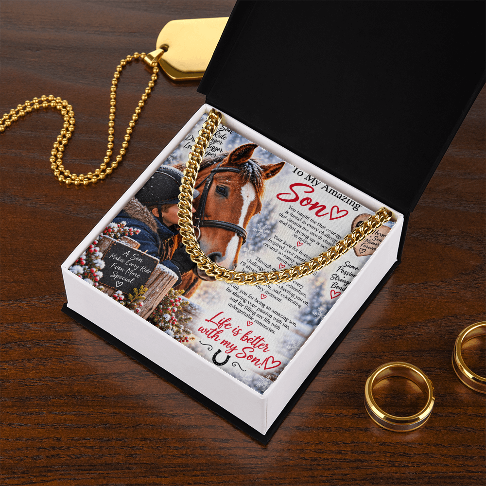 Horse Riding Son's Cuban Link Chain – Meaningful Equestrian Gift for Him