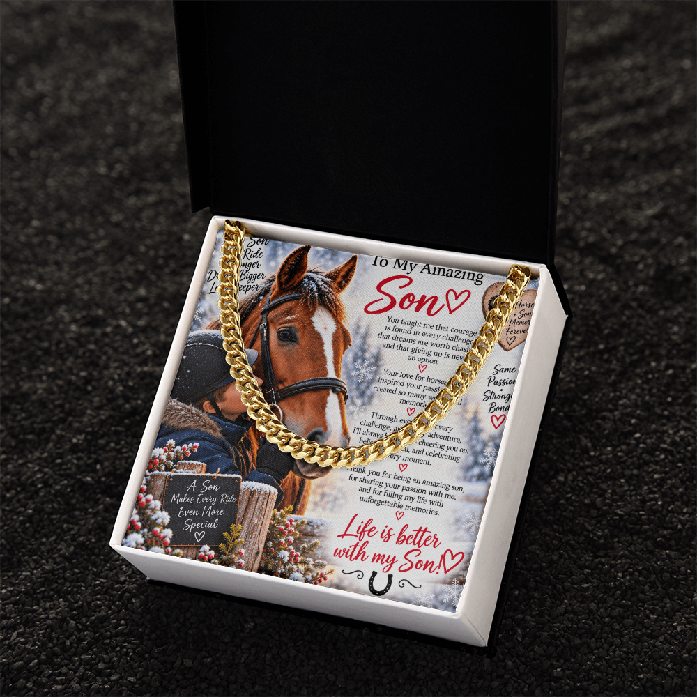 Horse Riding Son's Cuban Link Chain – Meaningful Equestrian Gift for Him