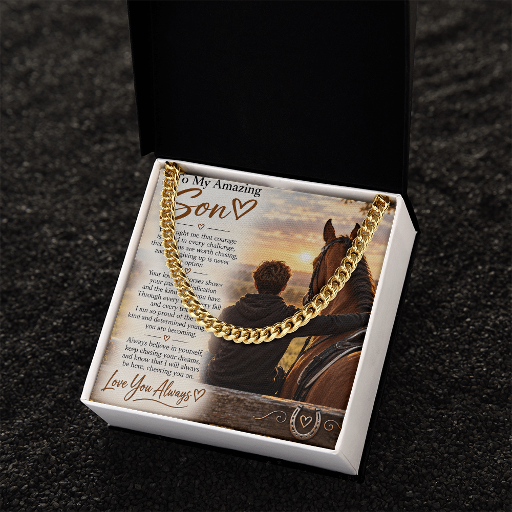 Horse Riding Son's Cuban Link Chain – Meaningful Equestrian Gift for Him