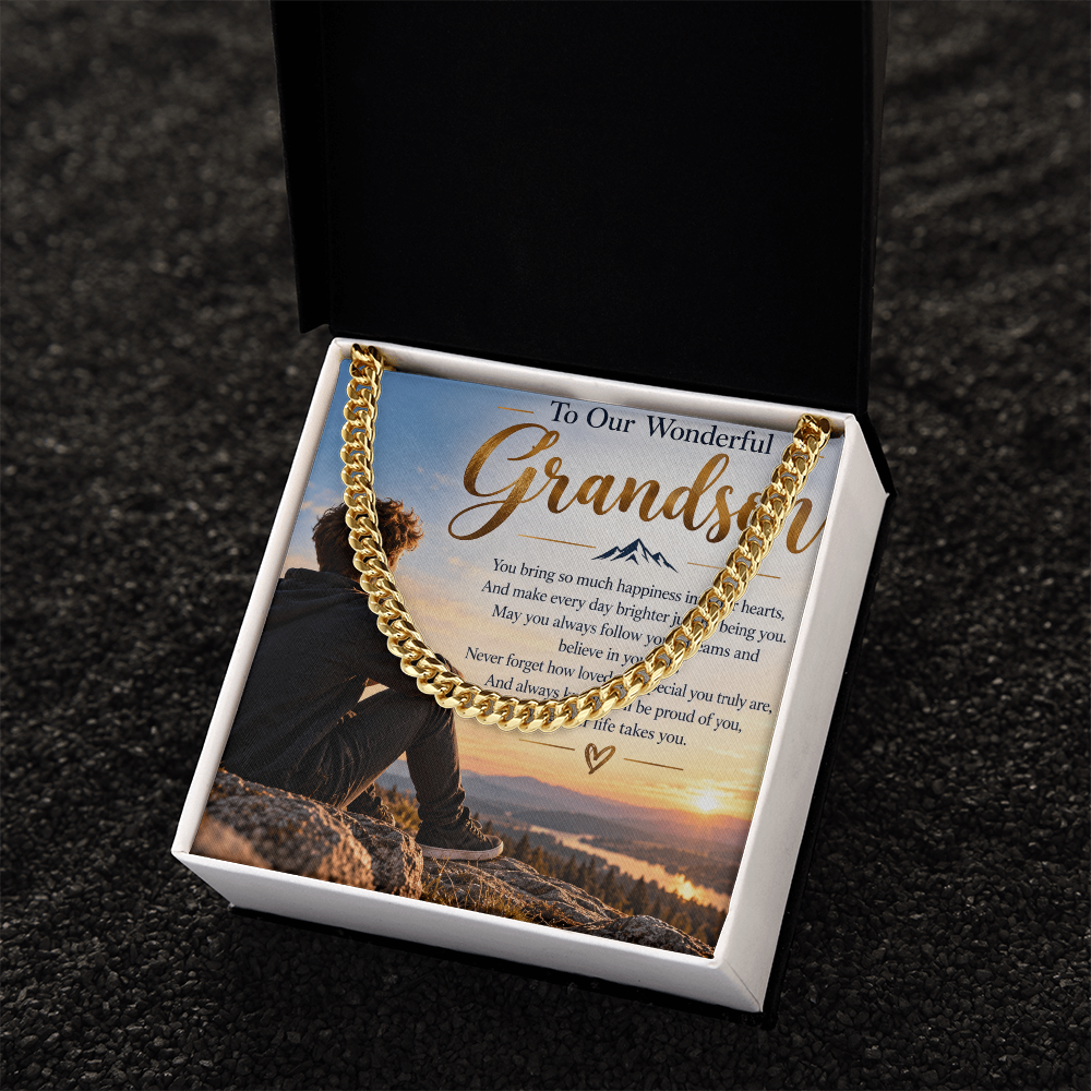 Grandson Gift Cuban Link Chain – Stylish Personalised Necklace for Him