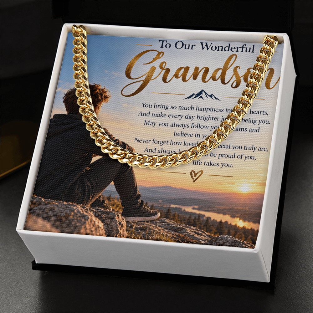 Grandson Gift Cuban Link Chain – Stylish Personalised Necklace for Him
