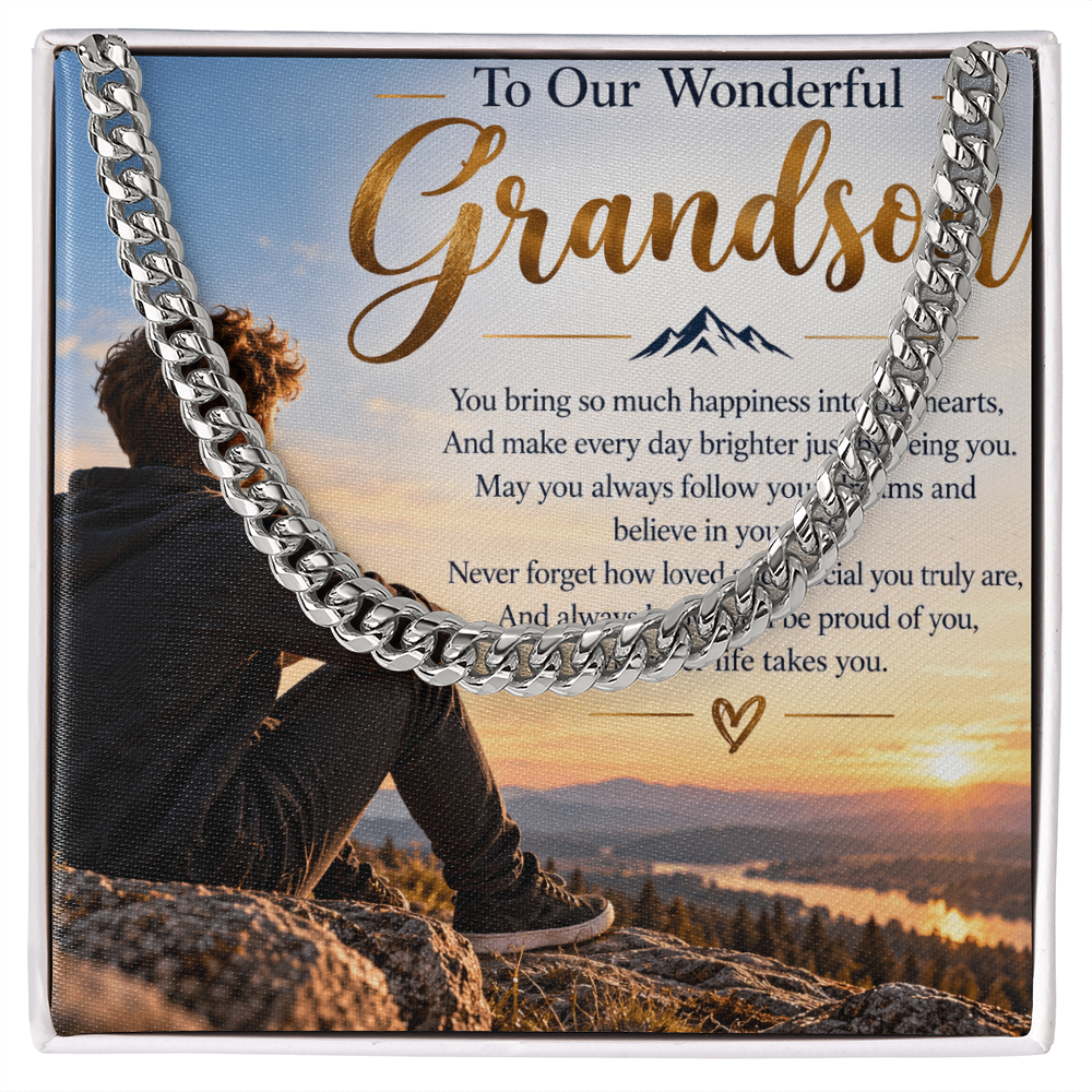 Grandson Gift Cuban Link Chain – Stylish Personalised Necklace for Him