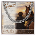 Horse Riding Son's Cuban Link Chain – Meaningful Equestrian Gift for Him