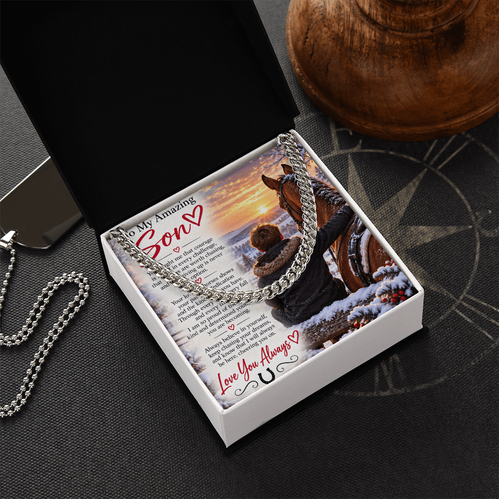 Horse Riding Son's Cuban Link Chain – Meaningful Equestrian Gift for Him