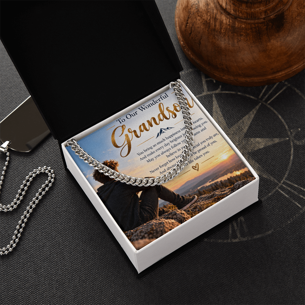 Grandson Gift Cuban Link Chain – Stylish Personalised Necklace for Him