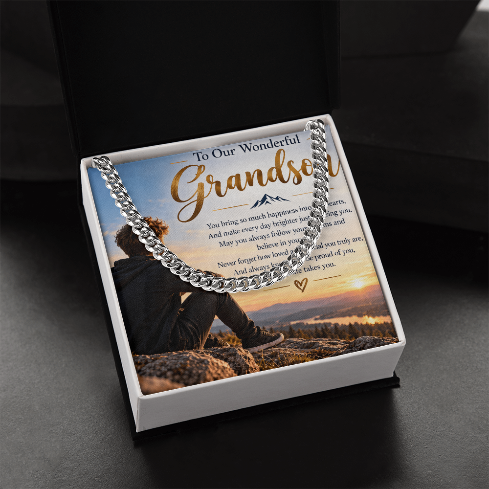 Grandson Gift Cuban Link Chain – Stylish Personalised Necklace for Him