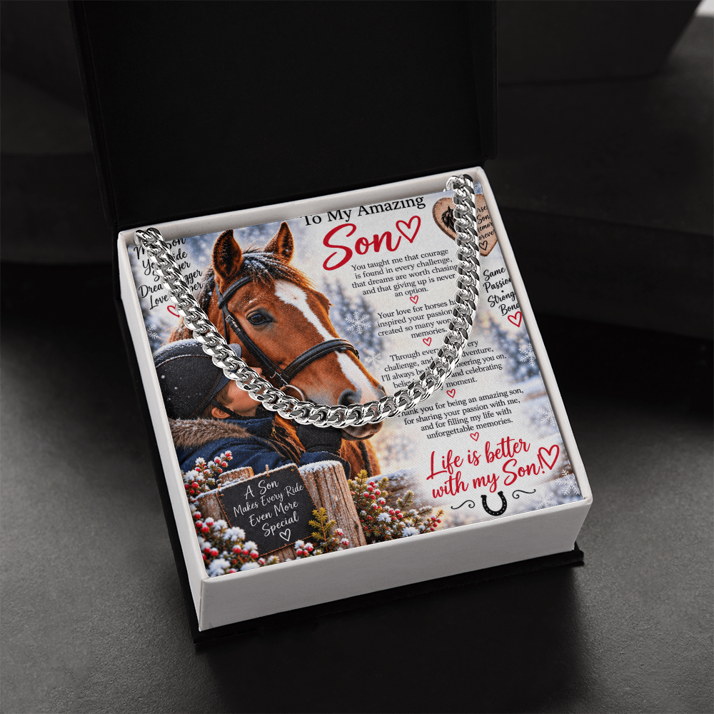 Horse Riding Son's Cuban Link Chain – Meaningful Equestrian Gift for Him