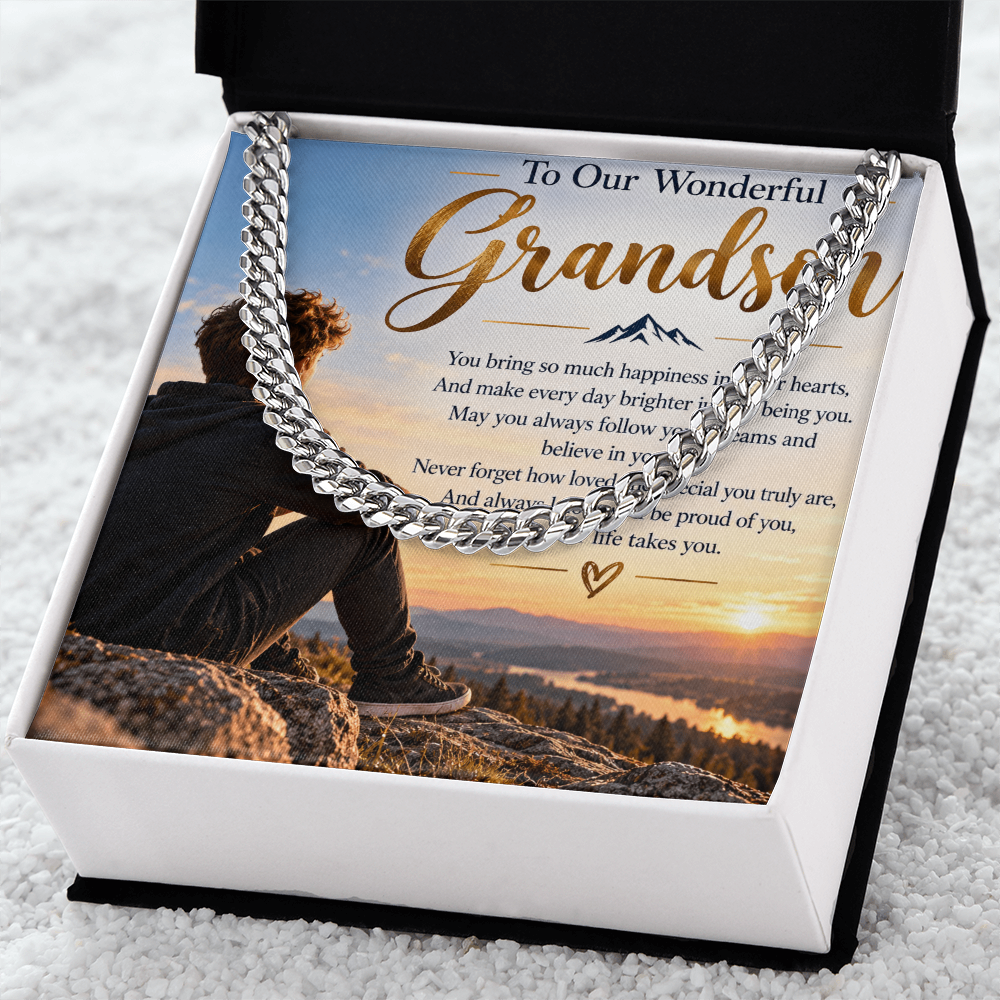 Grandson Gift Cuban Link Chain – Stylish Personalised Necklace for Him